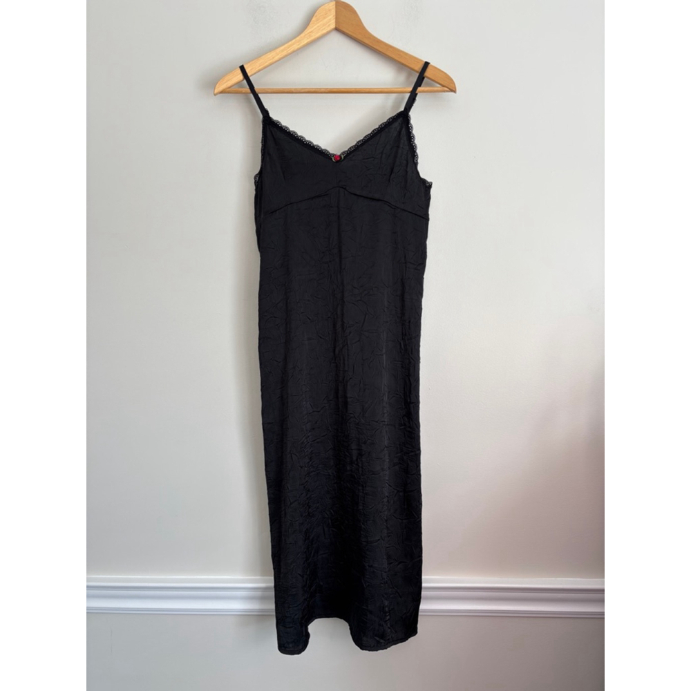 My Sister's Closet Black Chemise Slip Dress Large Y2K Retro Sexy Elegant